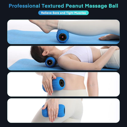 2 in 1 Vibrating Peanut Massage Ball with 6 Massaging Modes and Bluetooth Speaker, Rechargeable Vibrating Massage Yoga Roller Ball for Muscle Recovery, Orange