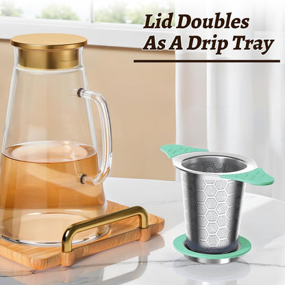 Tea Infuser for Loose Leaf Tea,Stainless Steel Tea Infuser with Heat Proof Silicone Handles,Extra Fine Mesh Tea Strainers Filter Fine Tea Leaves Effectively,Fits TeaPots/Mugs