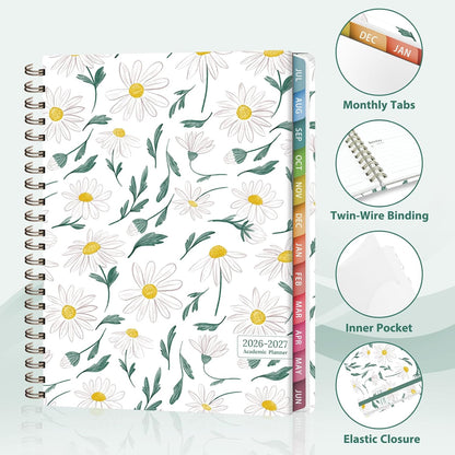 Planner 2026-2027, Weekly and Monthly Calendar Planner, JUL 2026 - JUN 2027 | Academic Year, Daily Agenda Book, A5(6.3'' x 8.5''), Sprial Bound, Inner Pocket, Office School Use