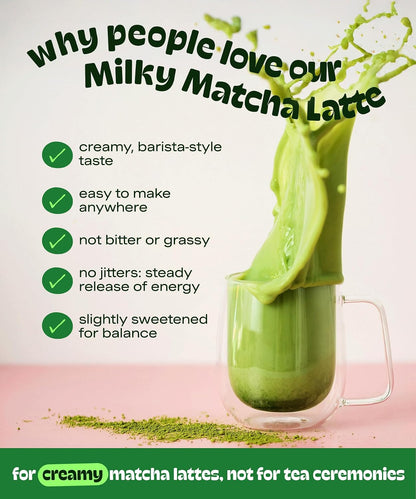 MatchaDNA Matcha Powder Sticks 7 Pack (20g Each) – Sweetened with Milk, No Sugar Added – Organic Matcha Powder Green Tea Latte Mix for Hot or Iced Drinks – Organic Macha Tea, Smooth Energy Boost