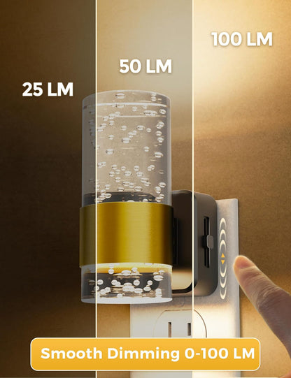 L LOHAS LED Night Lights Plug into wall, Amber Night Light with Adjustable Brightness, Plug in NightLight with Auto Light Sensor, Wall Sconce-Style Design Night Light for Bathroom,Hallway, 2 Pack