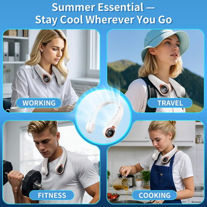 𝟐𝟎𝟐𝟔 𝐔𝐩𝐠𝐫𝐚𝐝𝐞 BNBZ Portable Neck Fan,6000mAh Rechargeable Wearable Fan with LED Display,4 Speeds,Up to 15H Runtime,Quiet 360° Airflow Hands-Free Personal Fan for Travel,Work,Gym &Outdoor Use