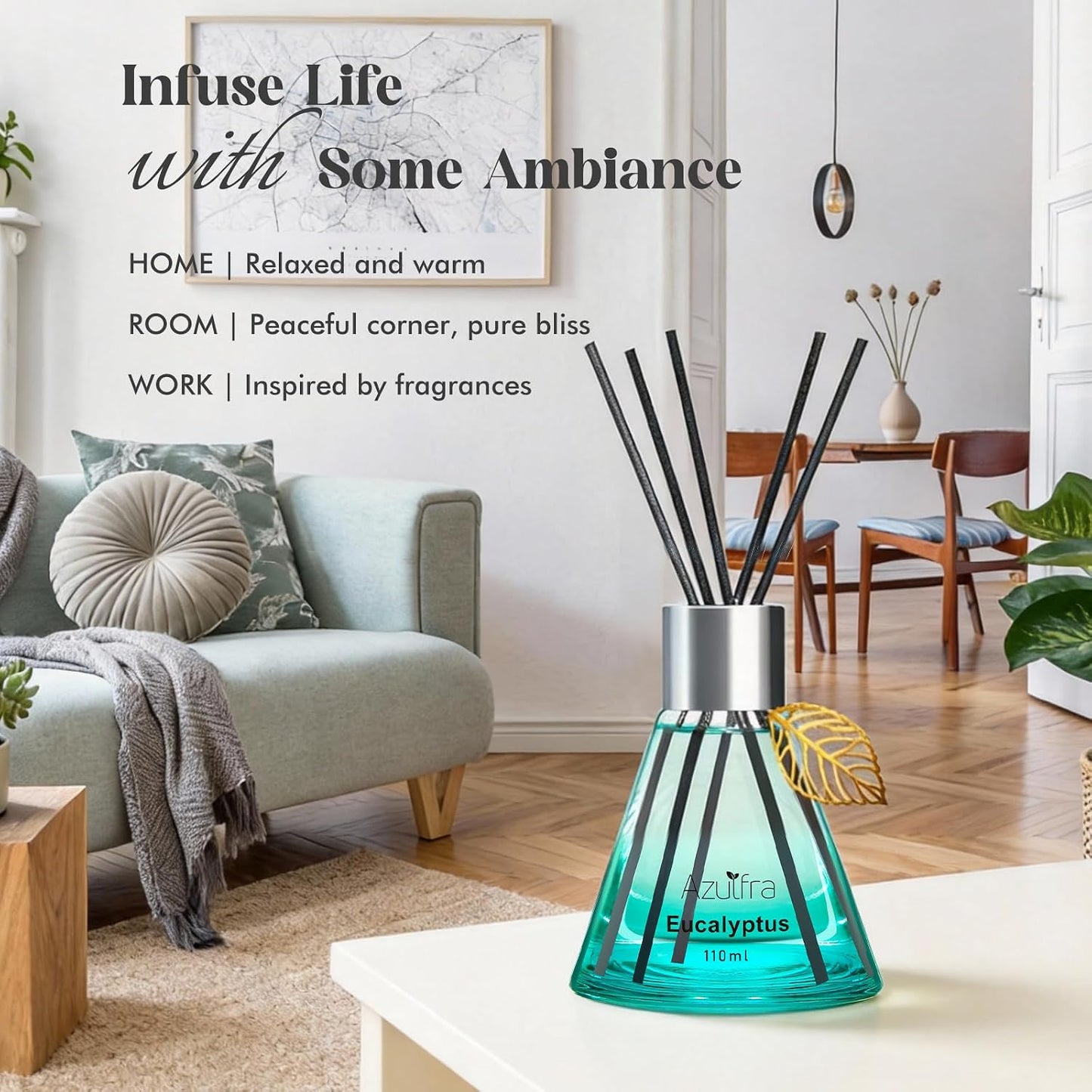 Reed Diffuser Set for Home, Citrus Scented Diffuser with 6 Diffuser Sticks, Home Fragrance Scent Essential Oil Stick Diffuser for Christmas Shelf Decor,3.4 oz