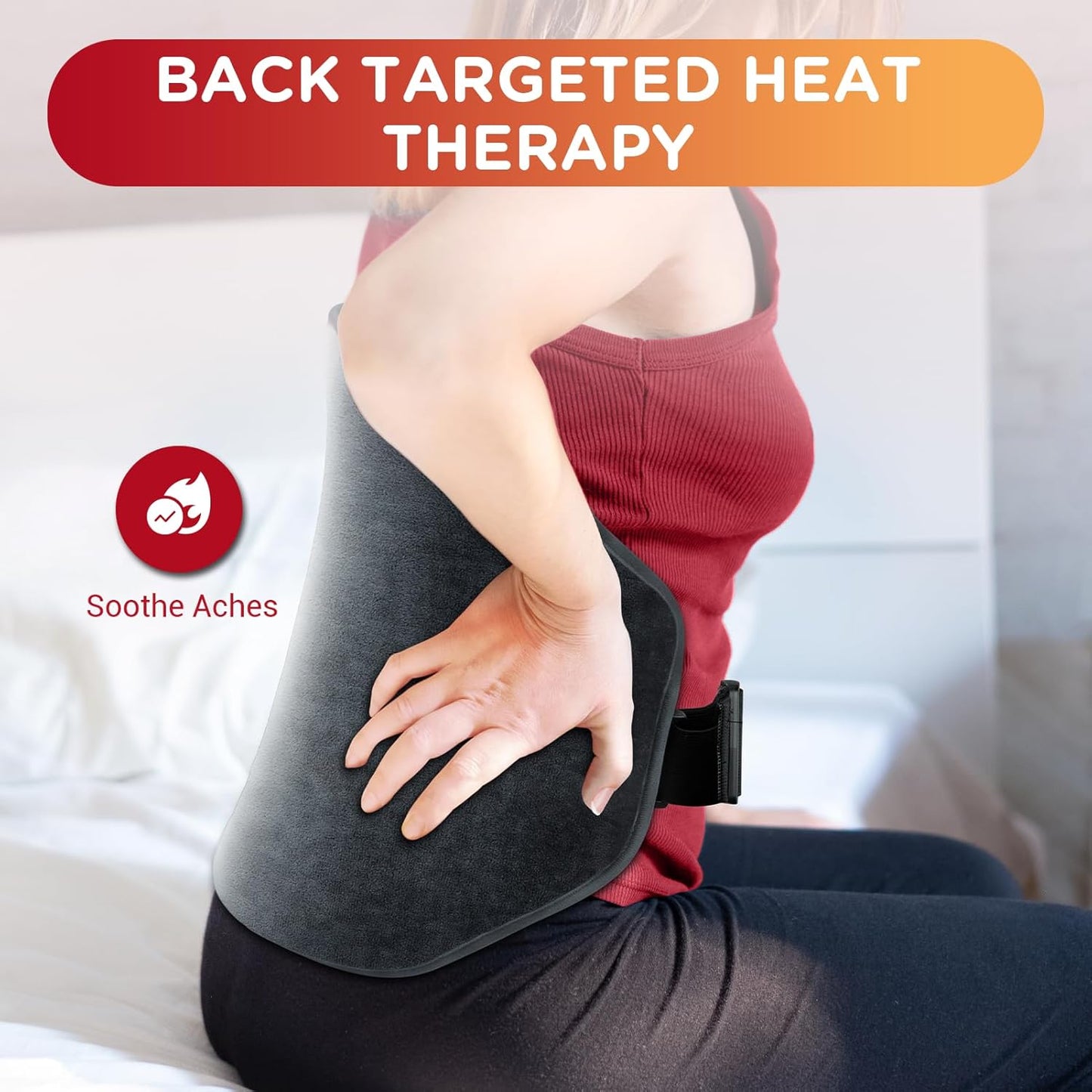 Heating Pad for Back, Comfytemp Fathers Day Dad Gifts for Men, Large Electric Lower Back Heating Pad, FSA Eligible HSA Heat Pads for Women Mom Period Lumbar Abdomen, XL Heated Belt — 11 Auto-Off, Grey