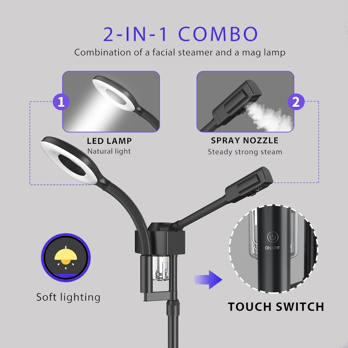 Professional Facial Steamer with Ozone & Magnifying Lamp