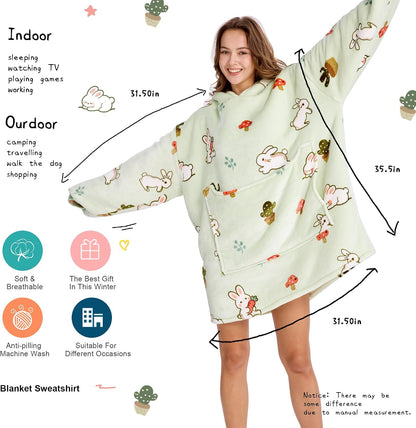 Aemilas Wearable Blanket Hoodie - Warm Sherpa Blanket Sweatshirt as Gifts for Adult Women Mom Men, One Size Fits All