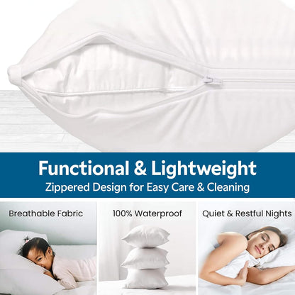 Guardmax Jersey Knitted Pillow Protector with Zipper Standard Size - 4 Pack -100% Waterproof, Bed Bug Proof, Dust Mite Proof, & Hypoallergenic Pillow Covers - Premium Zippered Pillow Cases. (20 X 26)