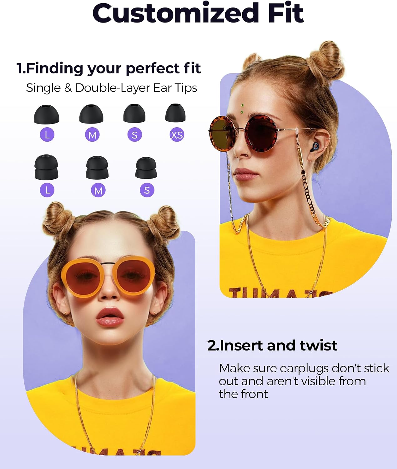 55dB Noise Reduction Ear Plugs for Sleeping, Reusable Noise Cancelling Earplugs for Snoring, Side Sleepers & Travel, Soft Silicone Hearing Protection for Concerts, Studying, Work, Airplane, 7 Ear Tips