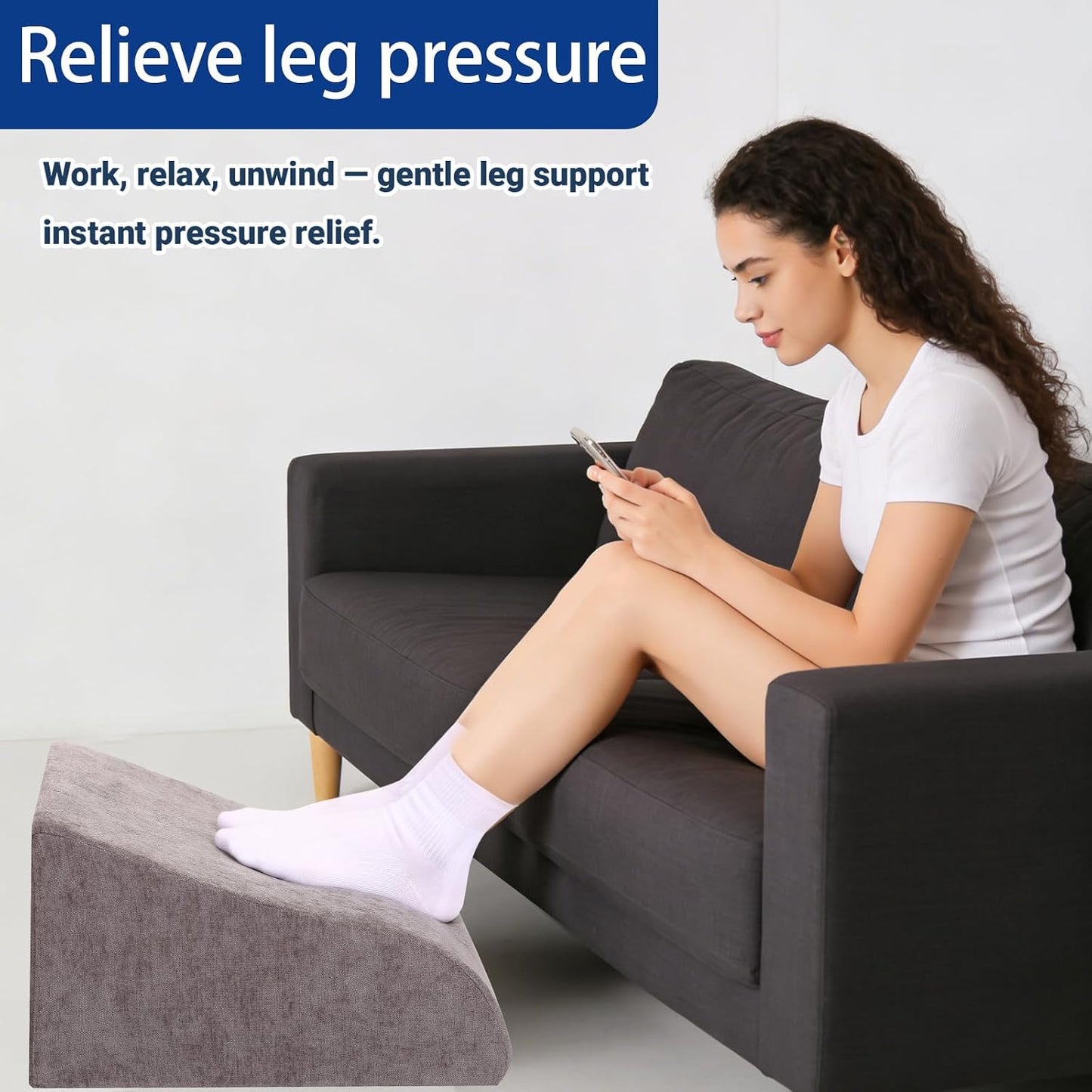 Foot Rest for Under Desk at Work, Ergonomic Under Desk Footrest with Washable Cover for Office, Home & Gaming Leg Elevation Pillow Black