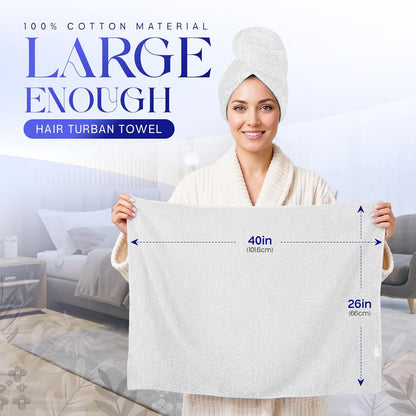 Lili&James 100% Cotton Hair Towel Wrap for Women & Kids – 420 GSM Quick Dry Hair Turban with Double Button Loop, Anti Frizz Non Microfiber Hair Drying Towel for Curly, Long & Thick Hair (Lilac)