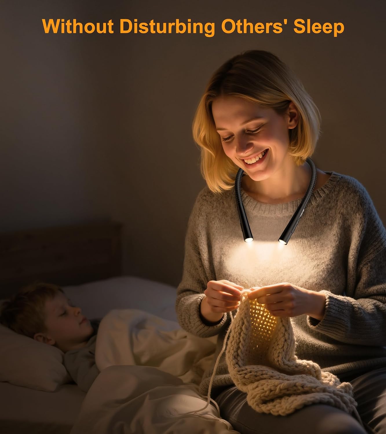 Gritin Book Light, Eye Caring 4-Color & 5-Brightness Neck Light Reading Light- Stepless Dimming,30-min Timer,80+ Hrs Runtime,Bendable Round Neck Design, Lightweight for Reading, Knitting, Repairing