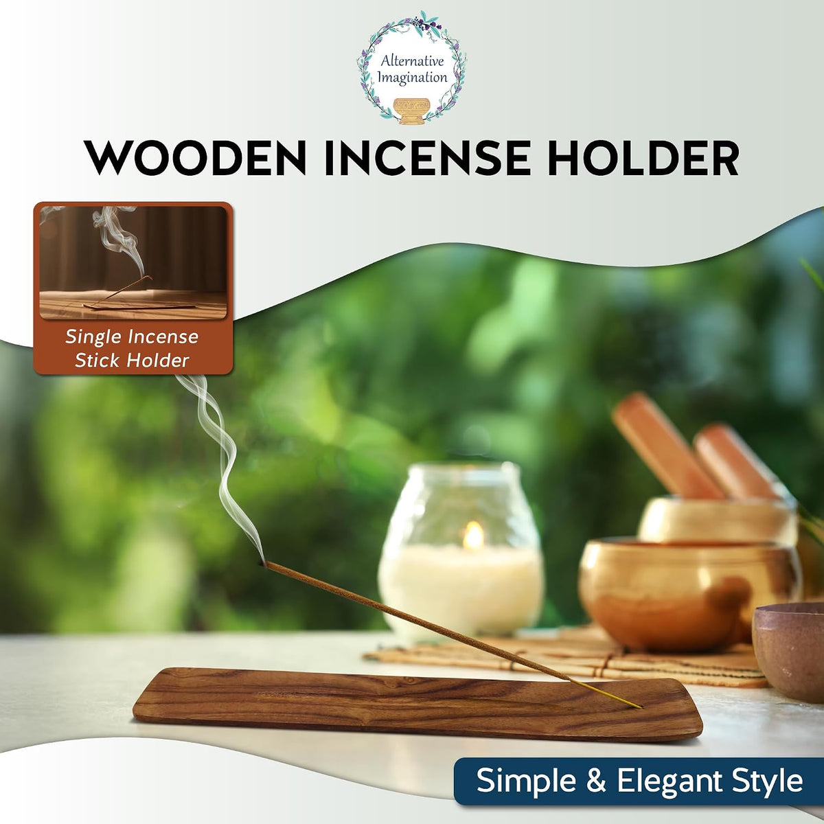 Moon and Stars Incense Holder - Wooden Ash Catcher with Celestial Design for Single Incense Sticks - Meditation Accessories, Spiritual Decor, Home Fragrance, Room Decor (10 Inches Long)