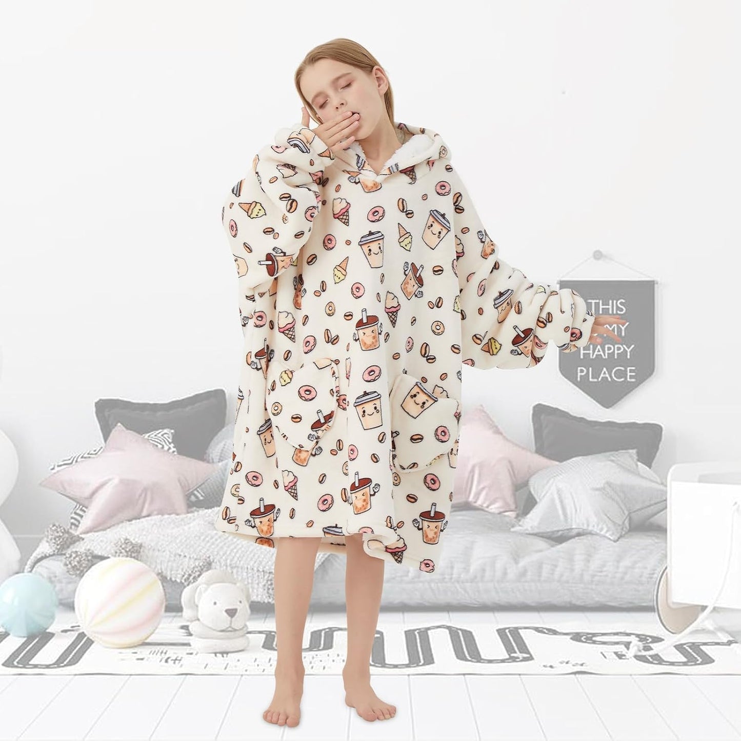 Fiosnow Glow in the Dark Unicorn Blanket Hoodies for Kids 6-13YR Oversize Wearable Blanket Hoodies for Boys Girls Teens