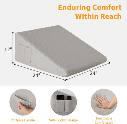 Ruqmuis Wedge Pillow for Acid Reflux, Bed Wedge Pillow for Headboard 10", Pillow Wedge for Back Pain Relief, Post Surgery, Elevated Pillows for Sleeping, Snoring, Triangle Pillow with Cover, White