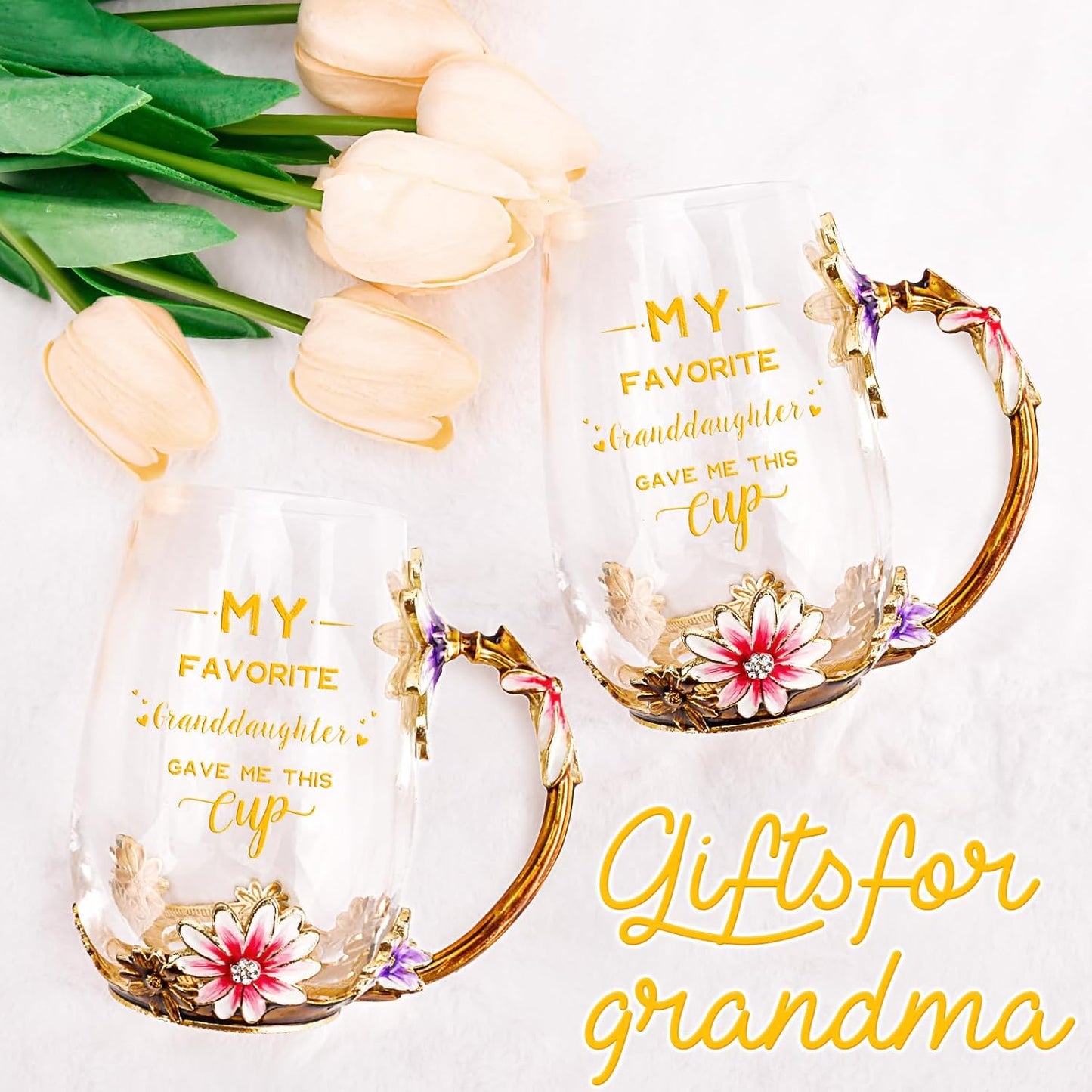 Enamel Glass Flower Tea Pot With Removable Loose Tea Leaf Infuser Tea Maker Teapot Set 30.4OZ Gifts for Women,Mom,Birthday