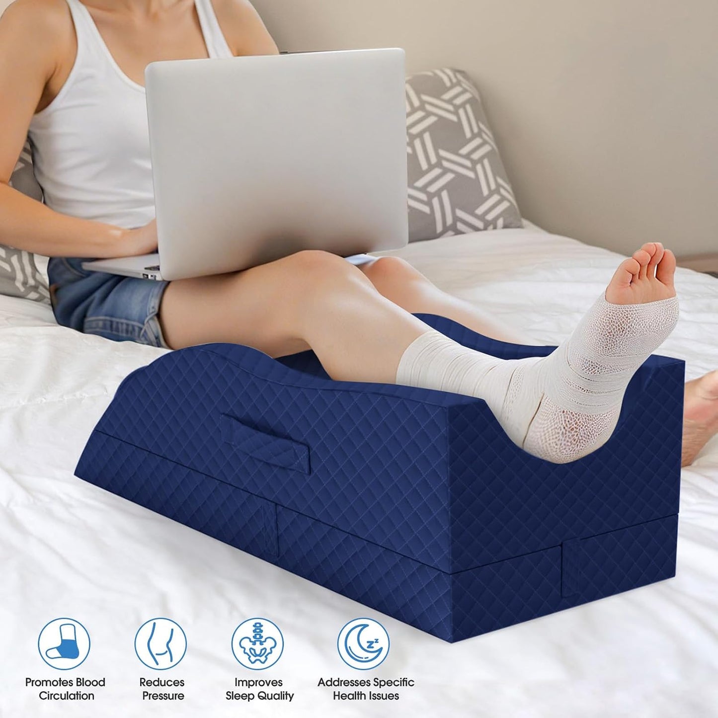 TranquilRelax Leg Elevation Pillows for After Surgery, Wedge Pillow, Grey