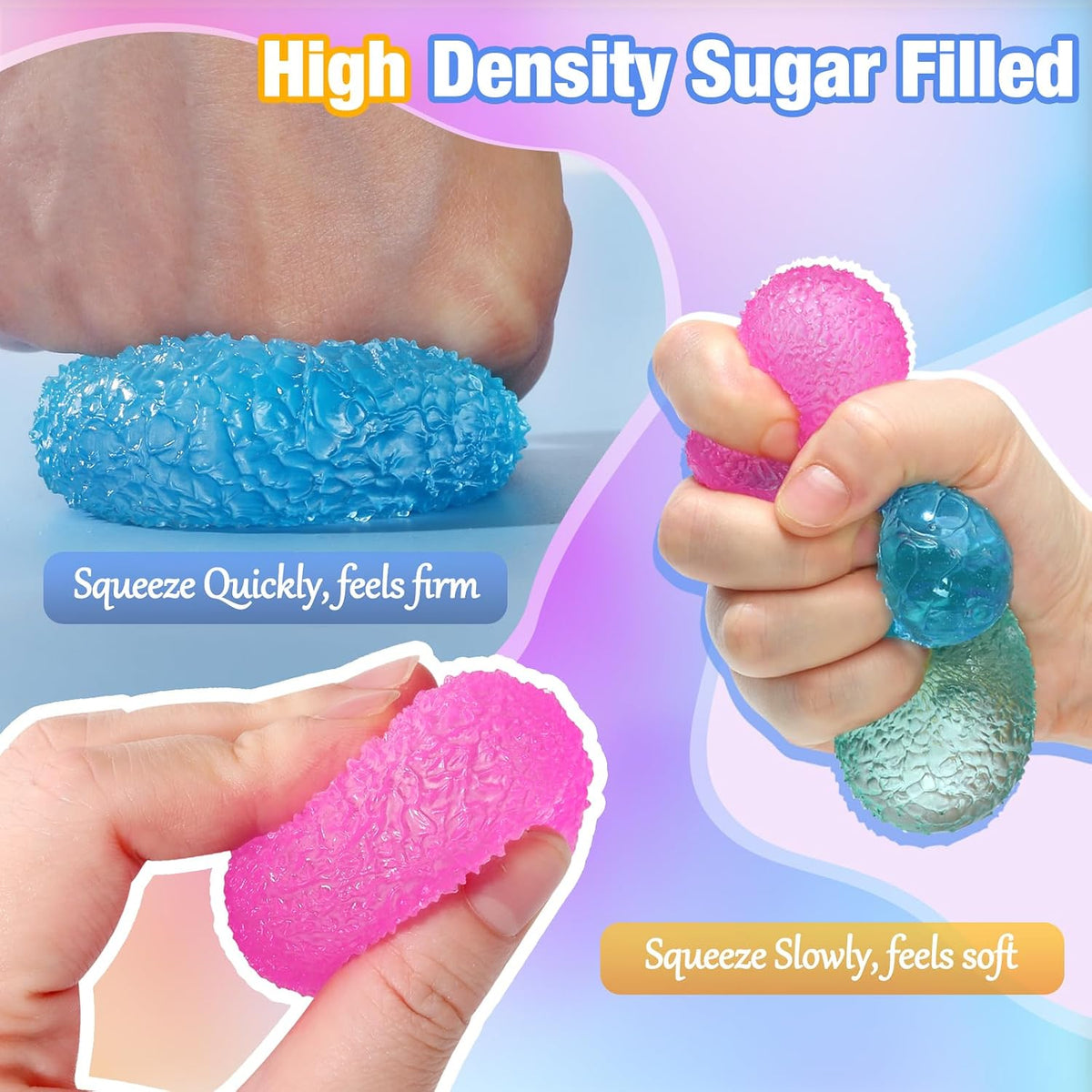Textured Mini Stress Balls 9 Pack Malt Sugar Squishy Fidget Toys