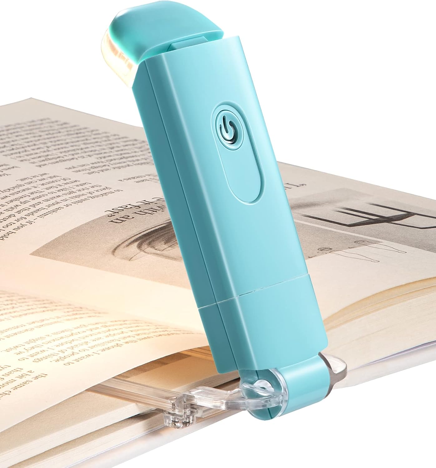 DEWENWILS Book Reading Light, USB Rechargeable Booklight for Reading at Night, LED Clip On Book Lights for Kids, Bookworms, Blue Light Blocking, Amber + Warm White (Green)