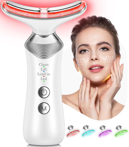 Facial Massager for Face and Neck, 7-in-1 Face Neck Massager Tool with 4 Modes, Facial Massage Beauty Device for at-Home Skin Care