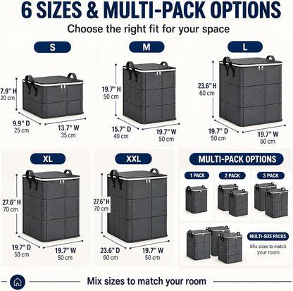 220L Spacious Moving Storage Bin with Reinforced Handles & Zipper, XXL Foldable Fabric Storage Bag for Bedding, Clothes, Quilts, Comforters, Closet Organization & Moving (XXL: 23.6x19.7x27.6 in,3)