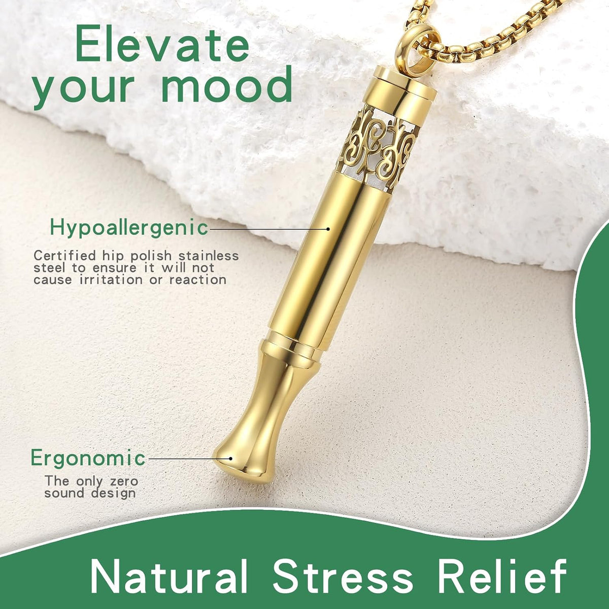 Quit Smoking Aid Necklace Stainless Steel Aromatherapy Diffuser (Rainbow)