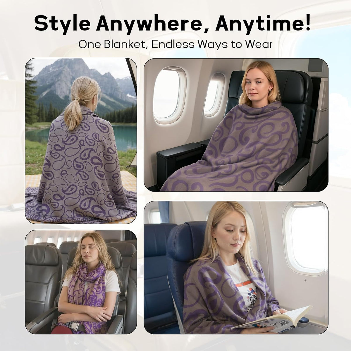 Travel Blanket Airplane - Ultra Soft & Lightweight Knit Design