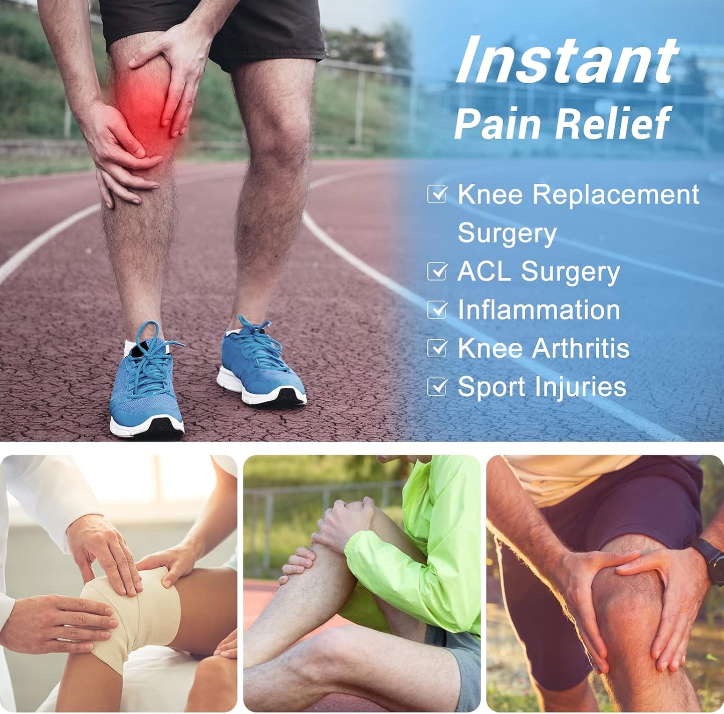 Relief Expert Knee Ice Pack Wrap Around Entire Knee, Large Ice Pack for Leg Soothing Discomfort, Reusable Ice Wraps with Cold Compress for Musclar Relaxation, Post-Workout Recovery,L