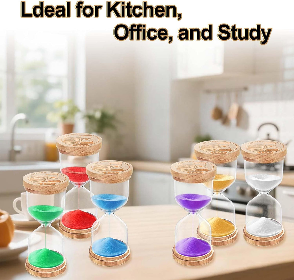 1 Minute Sand Timer, Wooden Sand Hourglass, Small Blue Hourglass, Sandglass Clock 1 Min for Classroom,Game,Decorative (Black)