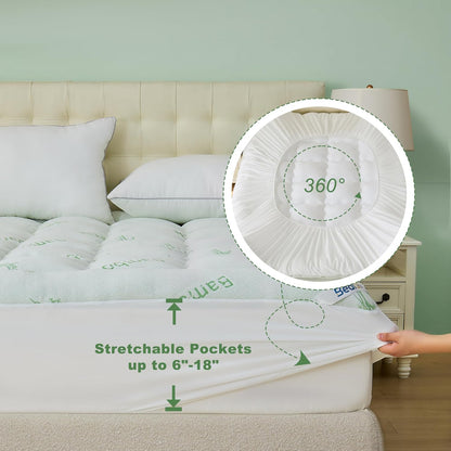 BEDLORE King Mattress Topper Viscose Derived from Bamboo, Thick Pillow Top Mattress Pad with Stretchable Pockets for 6"-18" Mattress, Soft Breathable Mattress Topper for Back Pain Relief(Dark Gray)