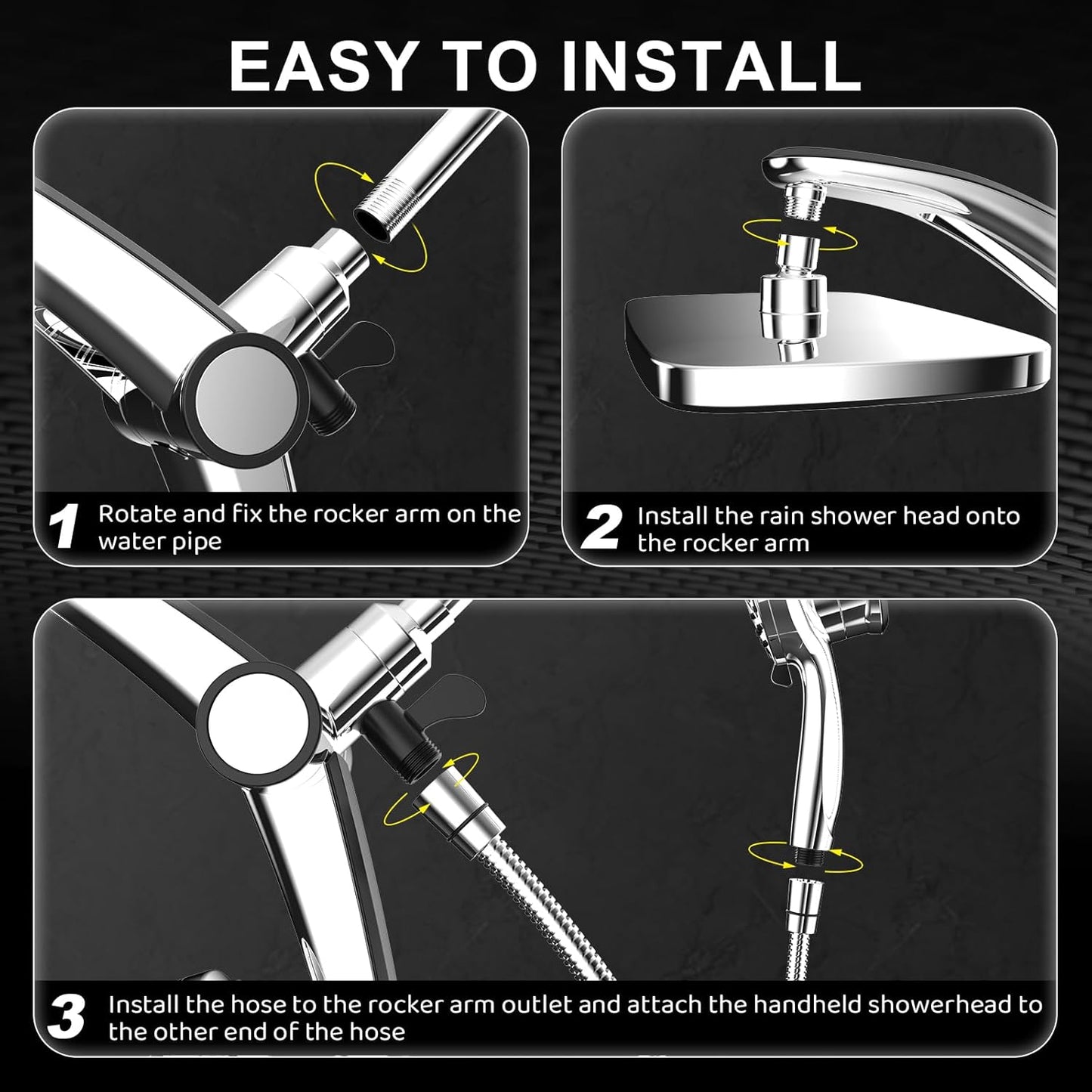 Rain Shower Head with filtered Handheld High Pressure rainfall Shower Heads with Handheld Spray Combo Adjustable one-piece stand daul shower head Built-in Magnetic Docking and Power Jets