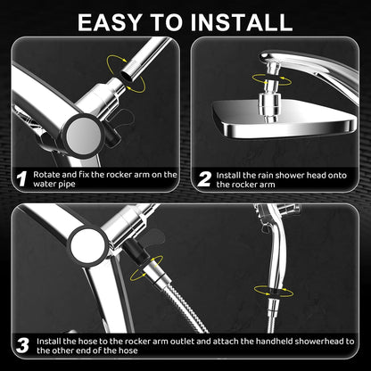 Rain Shower Head with filtered Handheld High Pressure rainfall Shower Heads with Handheld Spray Combo Adjustable one-piece stand daul shower head Built-in Magnetic Docking and Power Jets