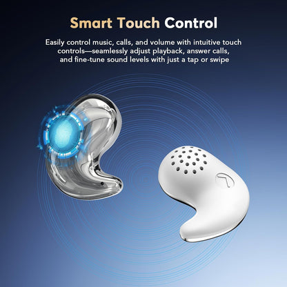 Sleep Earbuds for Side Sleepers, Invisible Flat Bluetooth Sleeping Earbuds, Zero Pressure White Noise Sleep Headphones, No Lights or Alerts, Tiny Hidden Earbuds for All Night Undisturbed Sleep
