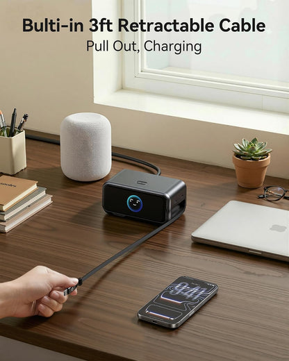 MOKiN 200W Charging Station with Retractable Cord, 6-Port Desktop Charger