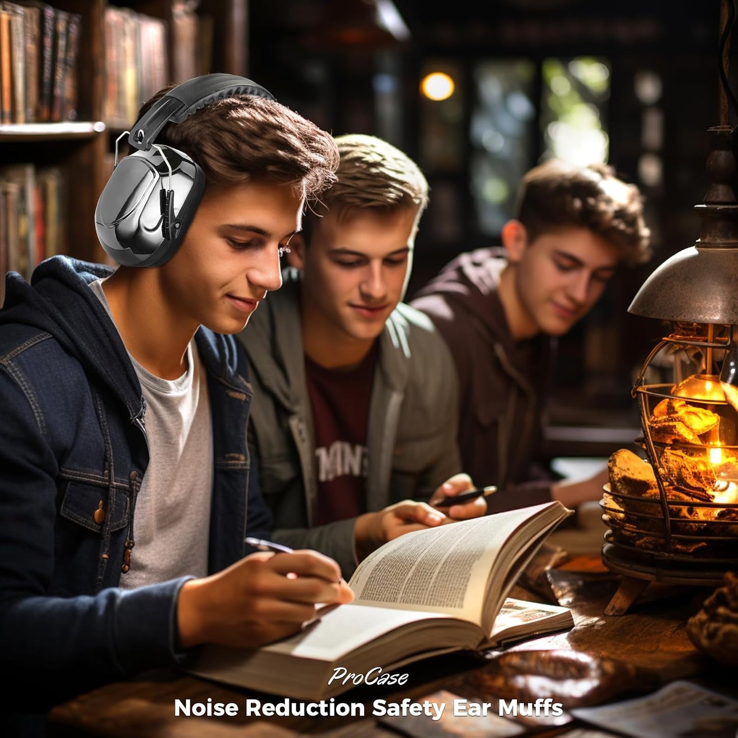 ProCase NRR 28dB Noise Reduction Ear Muffs, Foldable Adjustable Passive Noise Cancelling Headphones for Adults Kids Autism, Hearing Protection for Shooting, Construction, Mowing, Studying -Black - Colors B