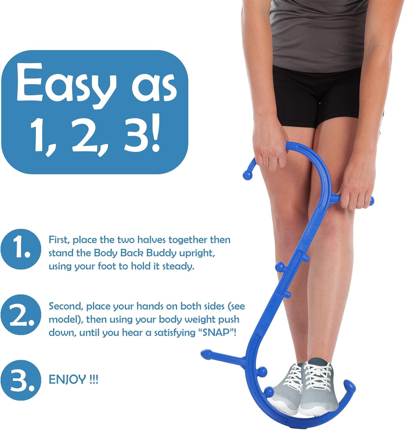 Body Back Buddy Classic USA Made FSA Eligible Handheld Massage Cane - Full Body Trigger Point Tool for Deep Tissue Pain Relief - Dual Hooks for Back, Shoulder, Neck - Manual Back Massager (2.0 Black)