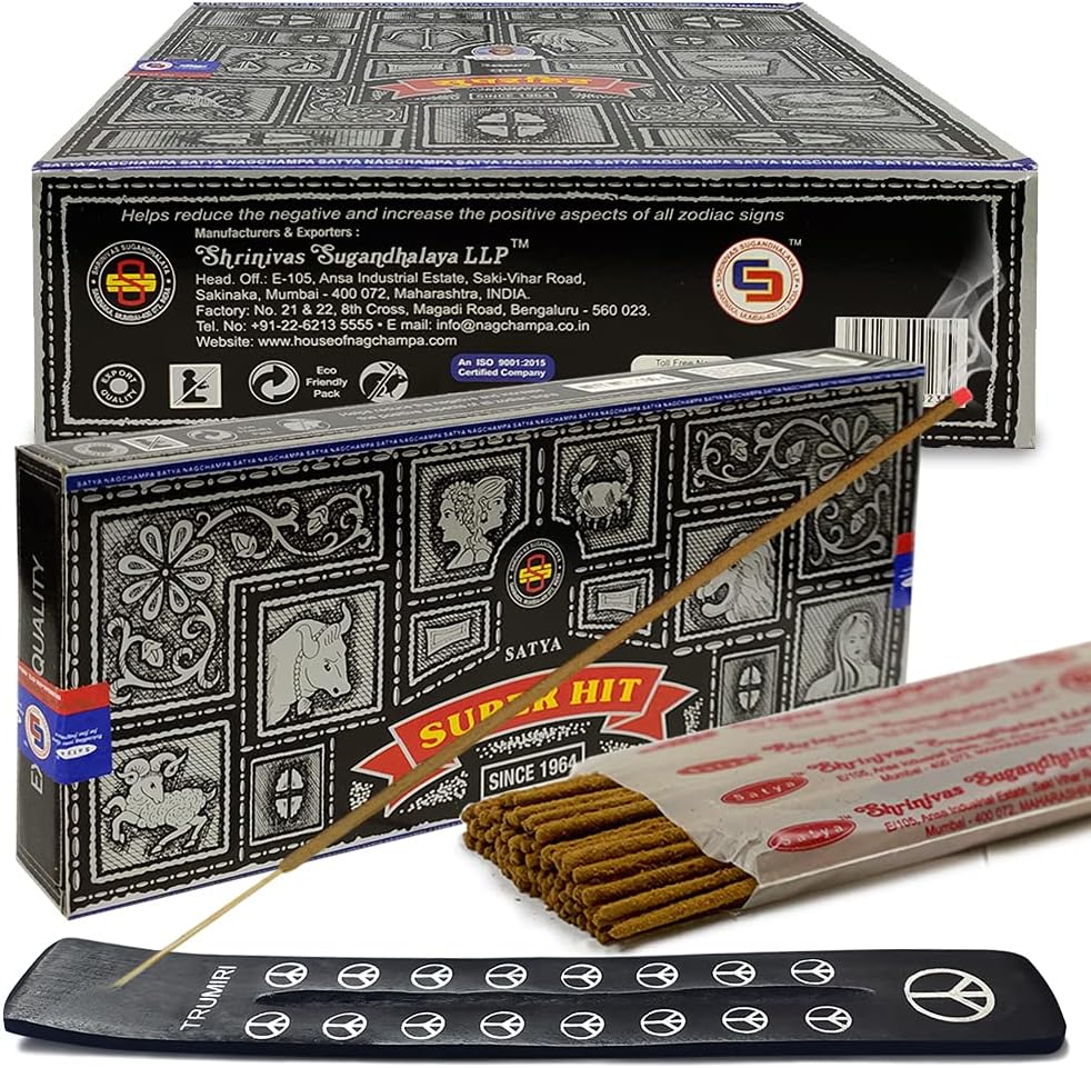 TRUMIRI Incense Stick Holder Bundle with Satya Sai Baba Nagchampa 250g Bulk Incense Sticks Nag Champa Agarbatti - Pack of 1 (Approx 250 Insence-Sticks)