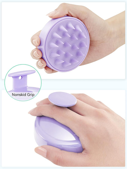 HEETA Scalp Massager Hair Growth, Soft Silicone Scalp Scrubber Shampoo Brush for Exfoliation, Dandruff Removal Head Massage Stress Relax, Wet & Dry Use for Thick Thin Curly Hair Care, Black