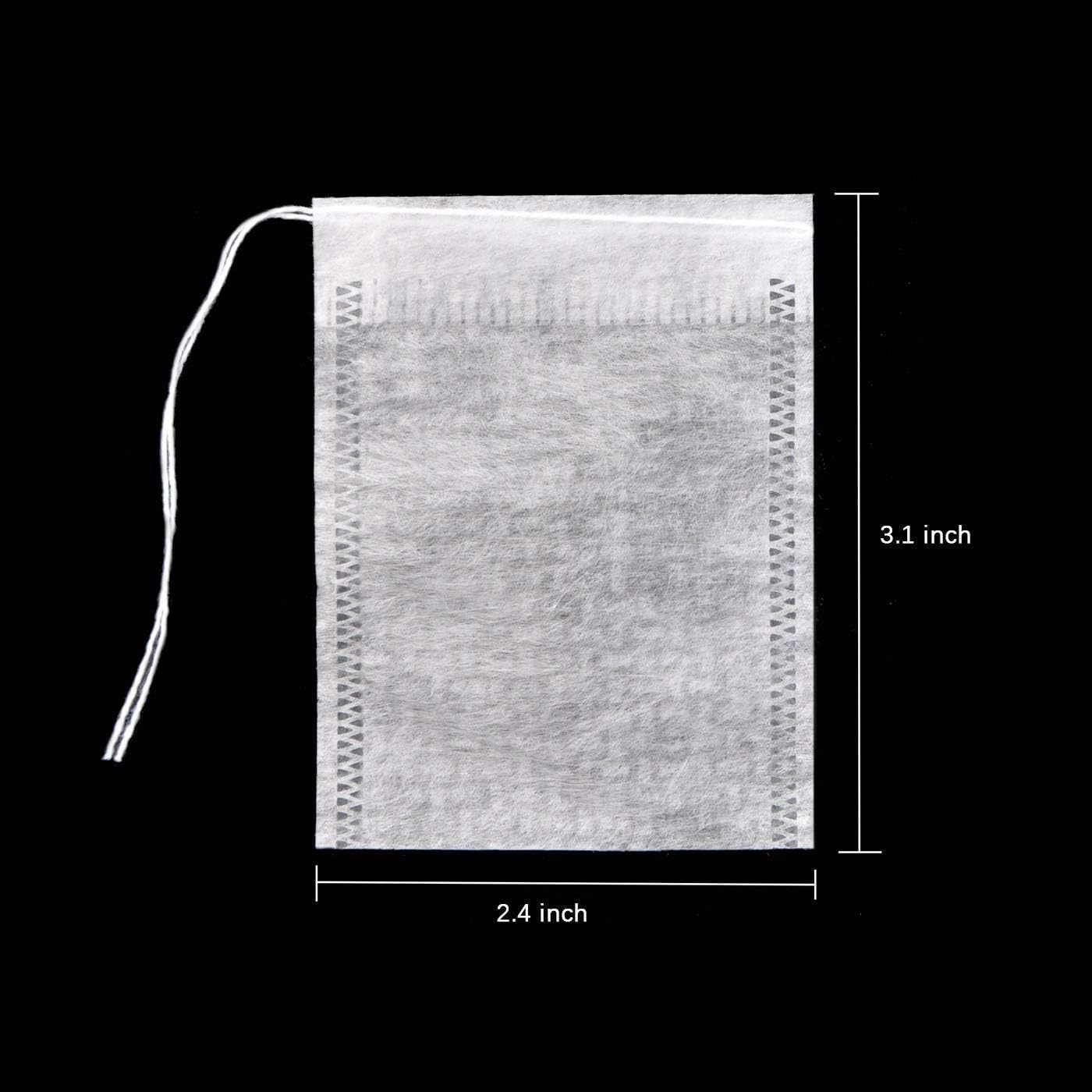 300Pcs Disposable Tea Bags for Loose Leaf Tea, Empty Tea Bags for Loose Tea, 100% Natural Wood Pulp Paper Material, Unbleached Tea Filter Bags with Drawstring