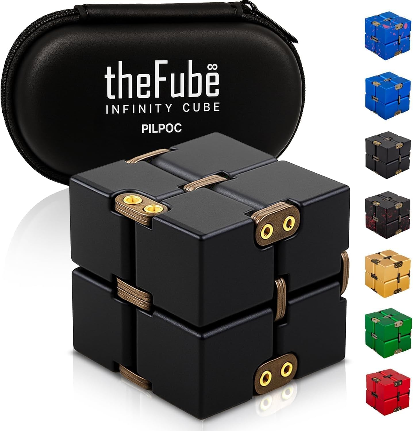 PILPOC theFube Fidget Cube, 6-Sided Stress Relief Infinity Cube for Adults & Kids, Boosts Concentration, Mindfulness Aid, Silent & Audible Modes, Stocking Suffers for Boys, Kids and Adults (Midnight)