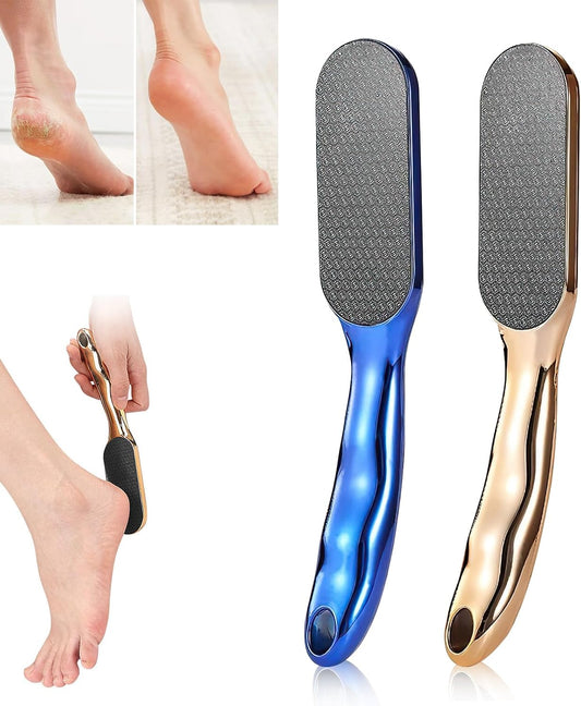 2pcs Hard Skin Remover Nano-Glass Foot File, Nano Glass Foot File with Non-Slip Ergonomic Handle, Professional Foot Care Tools (Gold+Blue)