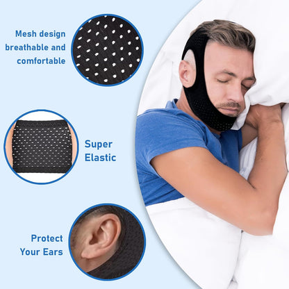 2 Pack Anti Snore Chin Strap for Sleeping, Jaw Tape Mouth Snoring Sleep Devices Stopper, Cpap Users Breathing Head Mouthpiece Solution Keep Closed, Mandibular Advancement Reducing Aids Men Women