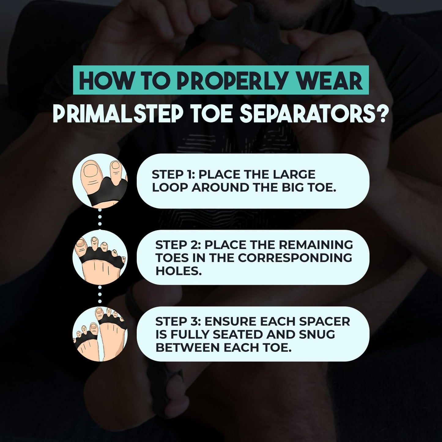 PrimalStep Toe Separators, Spreaders, Spacers, Straightener to Correct Toes for Men and Women, Bunion Corrector, Foot Pain, Plantar Fasciitis, Over 50% Thicker, XL