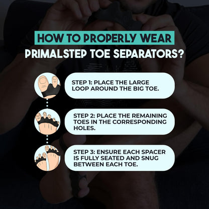 PrimalStep Toe Separators, Spreaders, Spacers, Straightener to Correct Toes for Men and Women, Bunion Corrector, Foot Pain, Plantar Fasciitis, Over 50% Thicker, XL