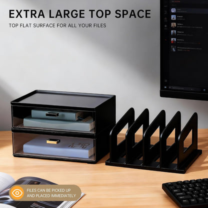 CiWiVOKi Vertical File Holder, PET Desk Organizer, Black