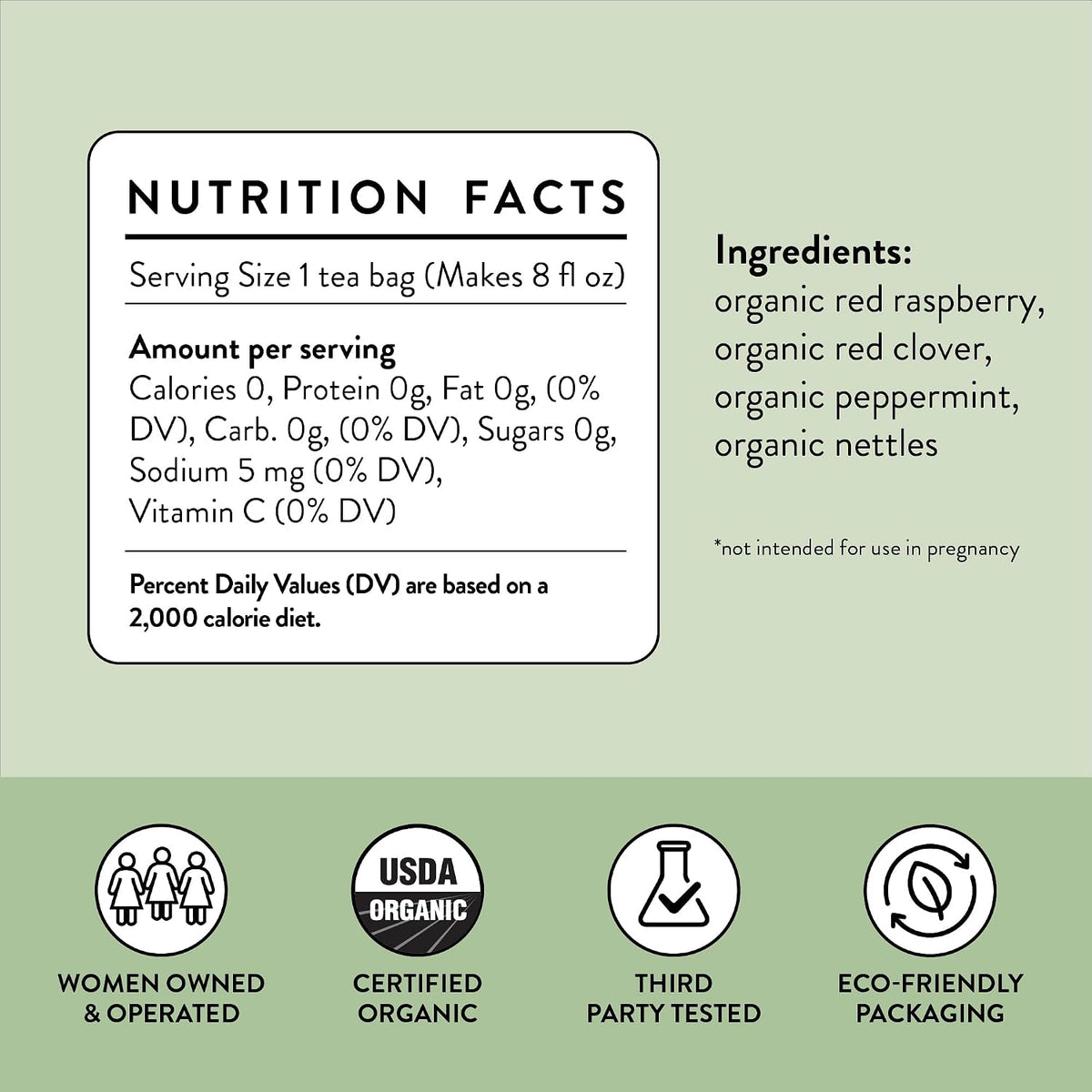 Moontime Tea Organic Fertility Tea for Women TTC | Red Raspberry Leaf, Nettle, Red Clover & Peppermint | Preconception Wellness | USDA Certified | 30 Tea Bags