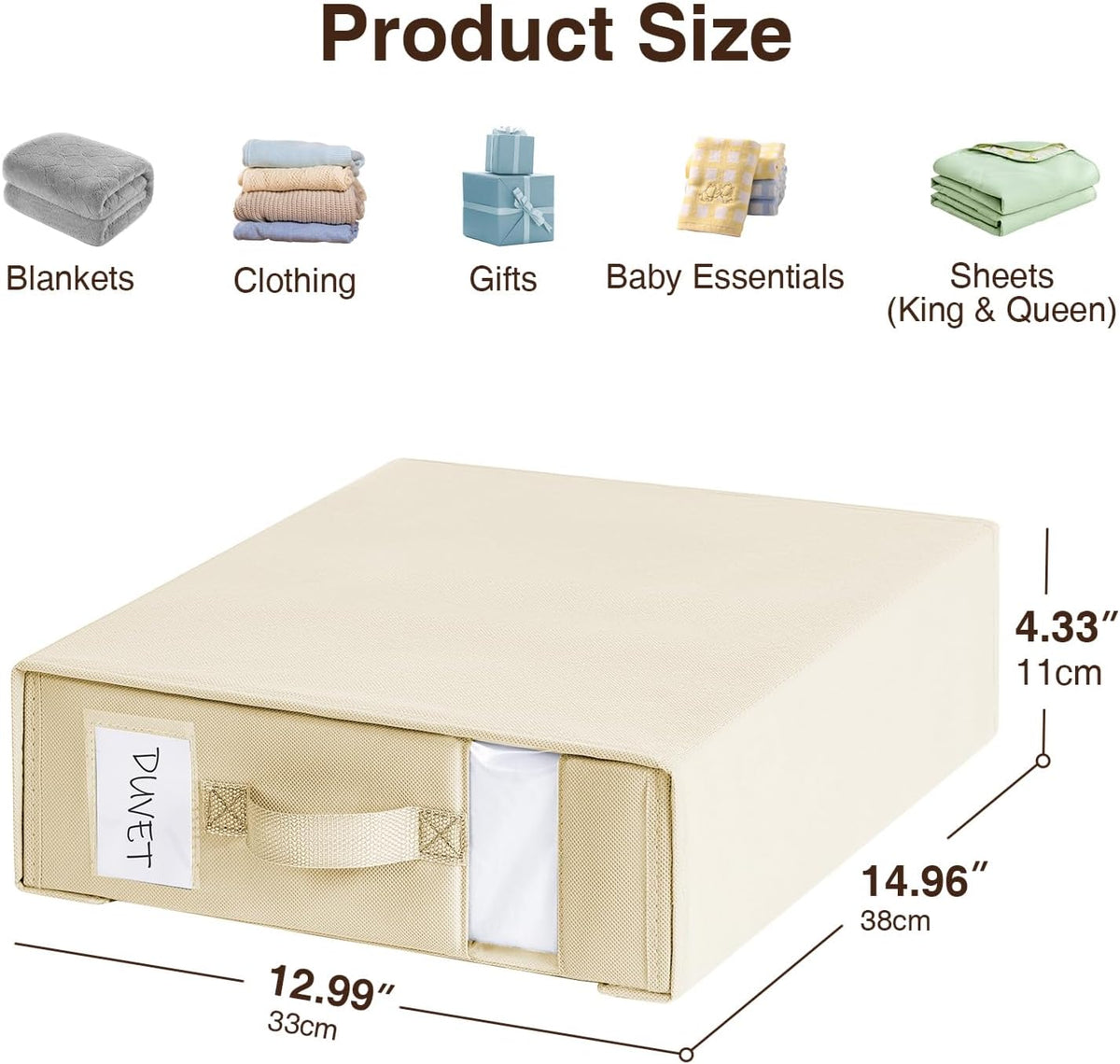 DIMJ Bed Sheet Organizers and Storage - Foldable Sheet Holder, Linen Closet Organizer Box for Sheets Set, Bedding, Blankets, Towel (King & Queen Size), Grey