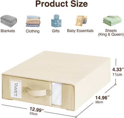 DIMJ Bed Sheet Organizers and Storage - Foldable Sheet Holder, Linen Closet Organizer Box for Sheets Set, Bedding, Blankets, Towel (King & Queen Size), Grey
