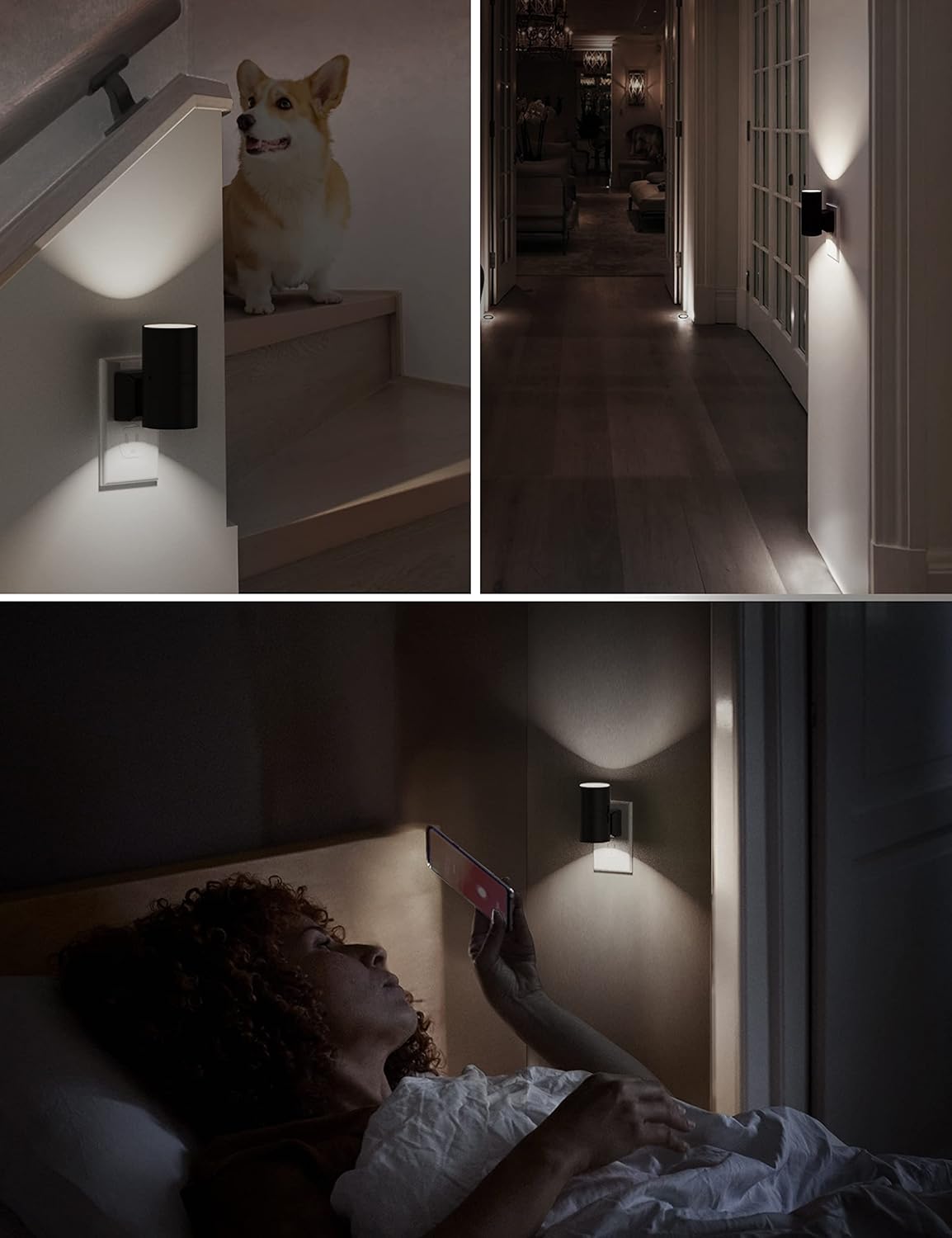 L LOHAS LED Night Light, Amber Nightlight, Dimmable Night Light 100LM, Light Sensor, Yellow Nightlight, Sleep Light for Kids, Soft & Warm Light for Bedroom, Hallway, Bathroom, 2 Pack