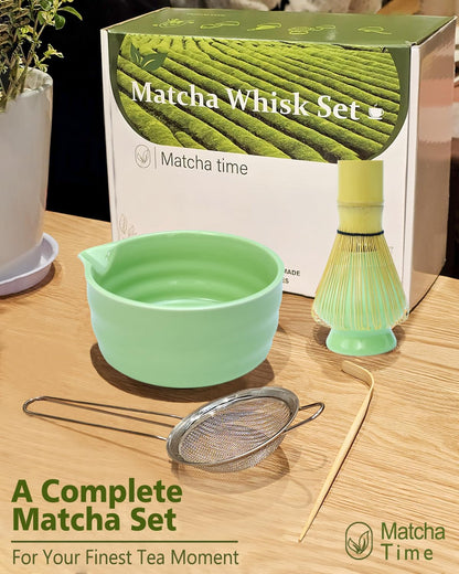 Vaiheng Matcha Whisk Set with Matcha Bowl, Matcha Whisk Holder Matcha Bamboo Whisks, Scoop, Sifter, Mothers Day Gifts for Women Mom Her Girl Friend Home Kitchen Decor Kit for Tea Enthusiasts