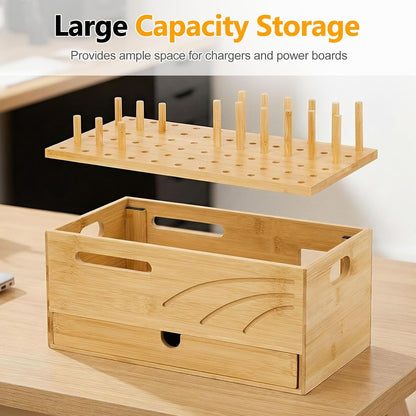 Homde Office Charging Station Organizer: 2 Layer Charger Holder (Natural)